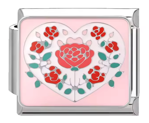 Silver: Pink Heart Rose