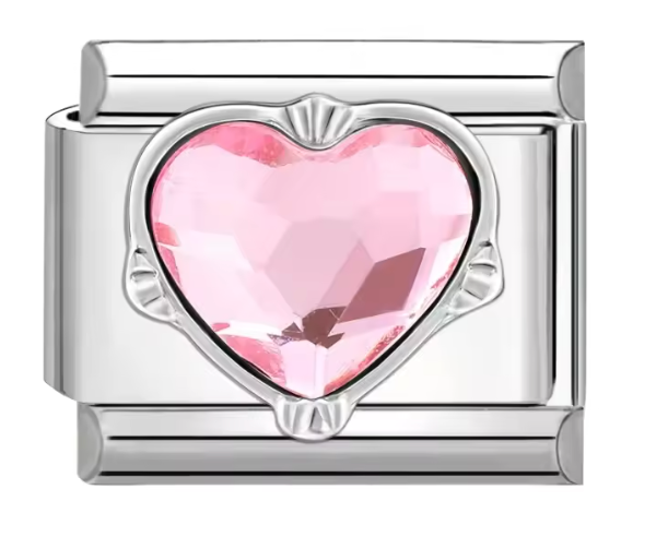 Silver: Pink Heart Gem