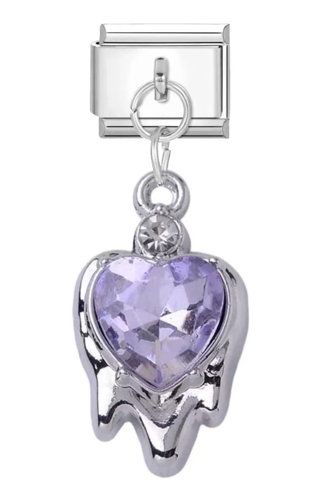 Silver: Purple Dangle Heart