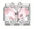 Silver: Pink gem butterfly