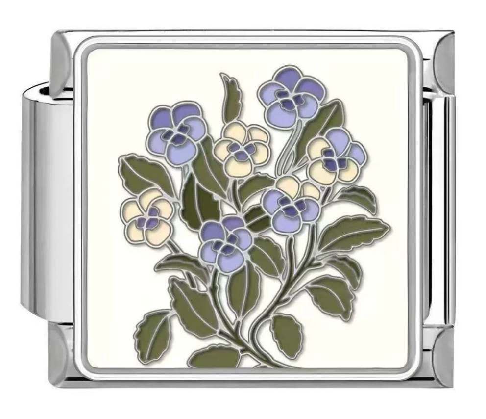Silver: Purple and beige flowers