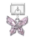 Silver: Dangling Pink Gem Butterfly