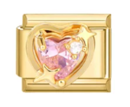 Gold: Pink gem heart