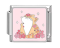 Silver: Orange cat with pink flowers