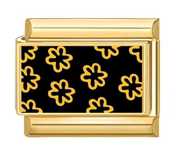 Gold: Black flowers