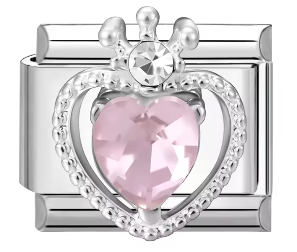 Silver: Pink heart crown