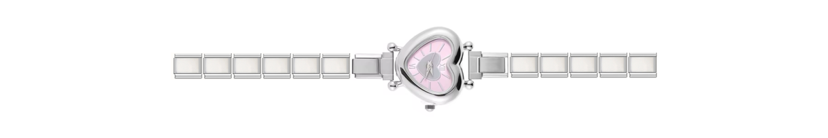 Silver Pink Heart Watch