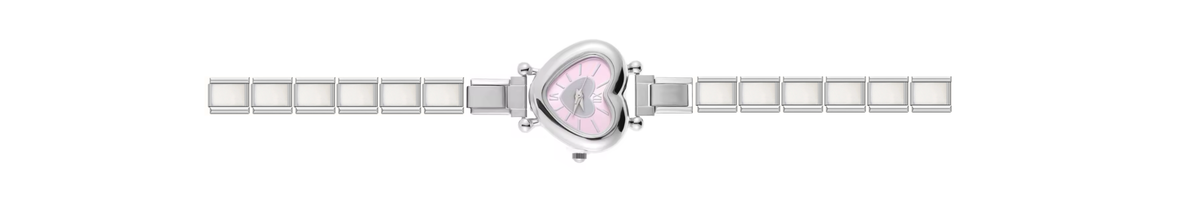 Silver Pink Heart Watch