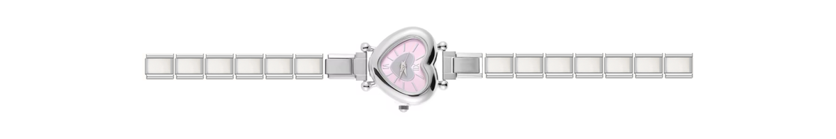 Silver Pink Heart Watch