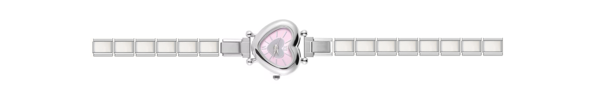 Silver Pink Heart Watch