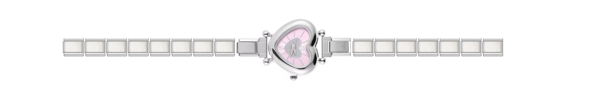 Silver Pink Heart Watch