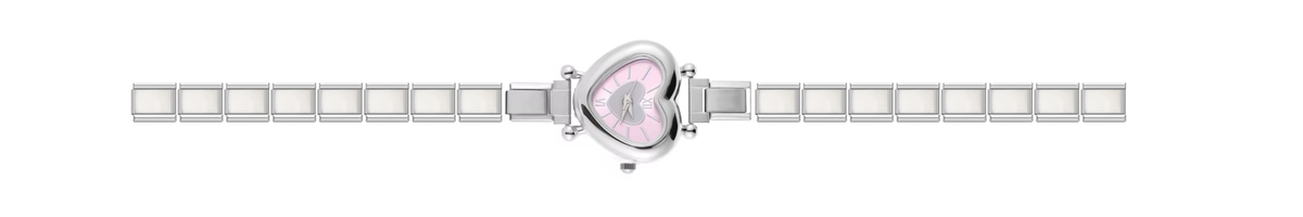 Silver Pink Heart Watch