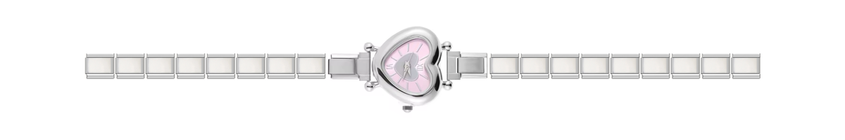 Silver Pink Heart Watch