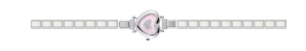 Silver Pink Heart Watch