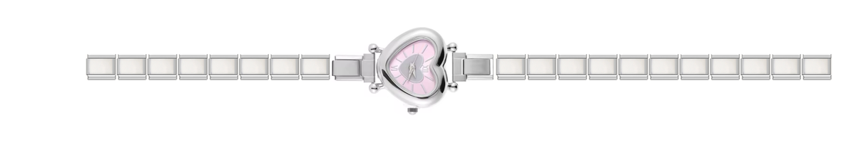 Silver Pink Heart Watch