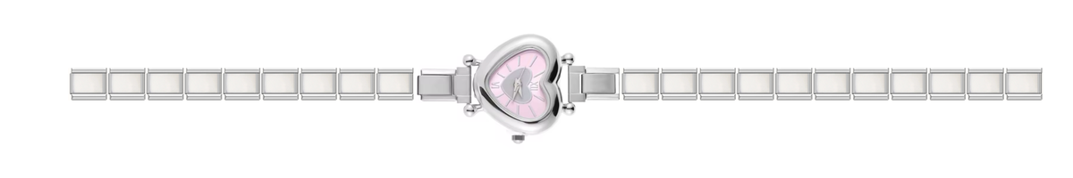 Silver Pink Heart Watch