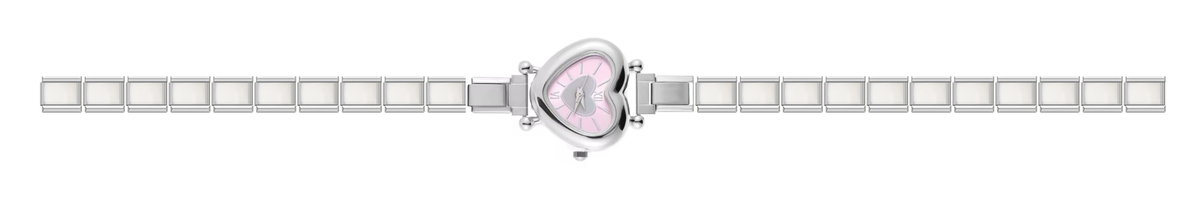Silver Pink Heart Watch